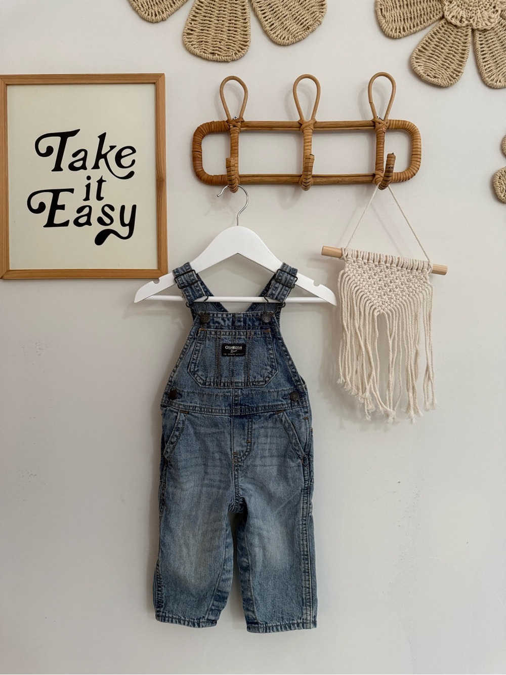 Oshkosh B’Gosh - 6-9m - light denim overalls